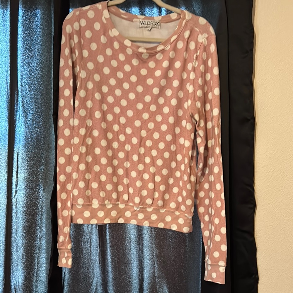 WILDFOX Pink Polka Dot Women's Top